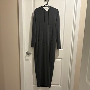 Fashion Nova Charcoal Gray Hooded Maxi Dress